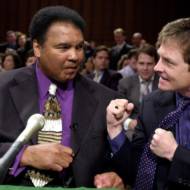 Muhammad Ali and Michael J. Fox at Senate hearing
