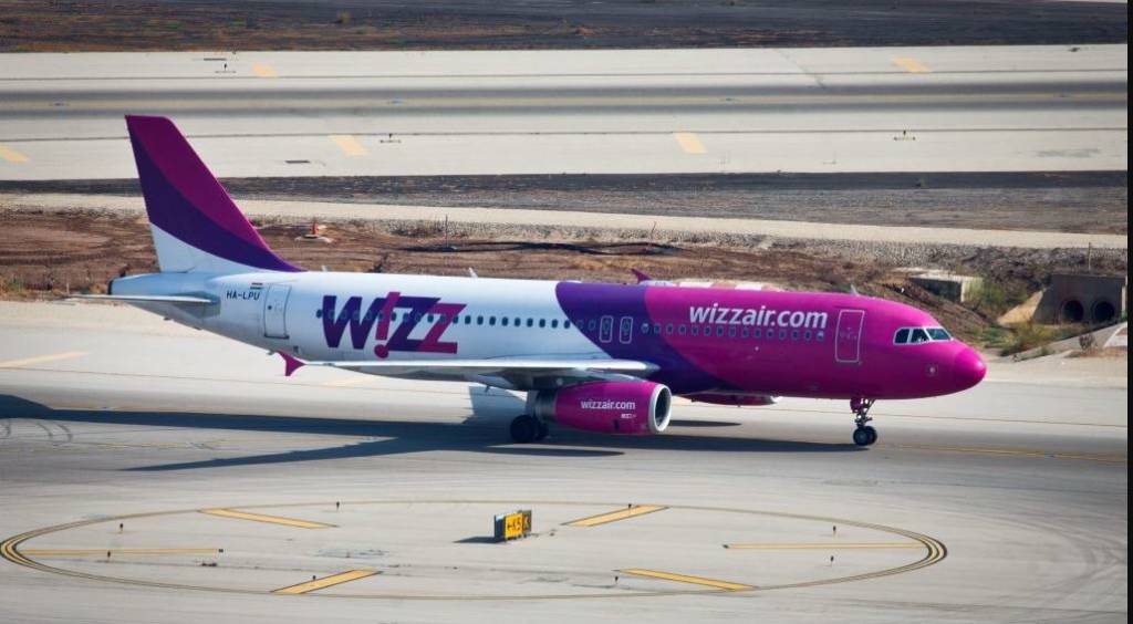 Wizz flight takes off from Tel Aviv's Ben-Gurion Airport.