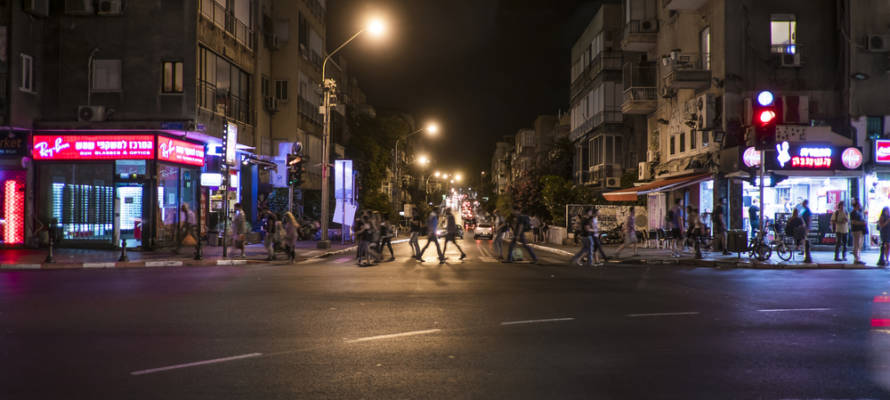Tel Aviv suburb at night