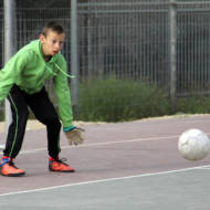 Israeli child plays football