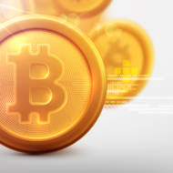 Bitcoins and new virtual money concept.