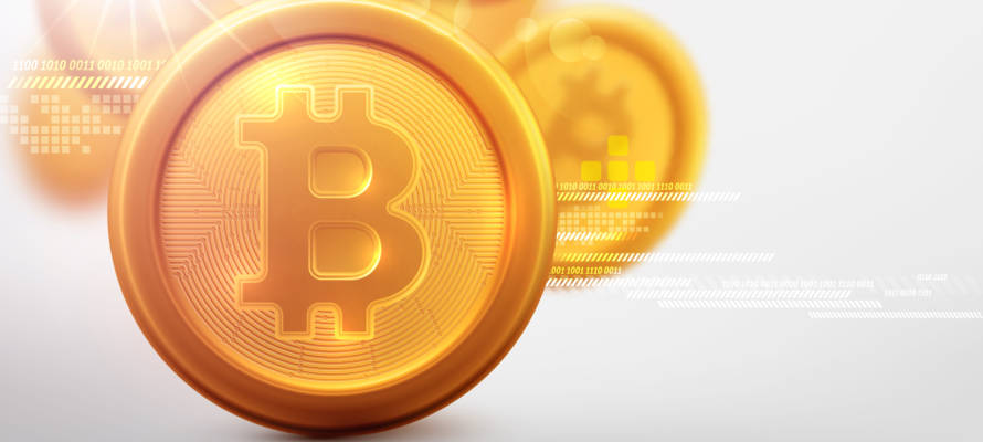 Bitcoins and new virtual money concept.