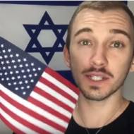 Hanan Naftali with Israeli and US flags