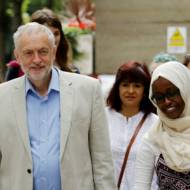 UK Labour Party leader Jeremy Corbyn with supporters. (AP Photo/Matt Dunham)