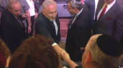 PM Netanyahu greets UWI Founder Michael Gerbitz at media conference in Jerusalem (Photo: UWI)