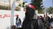 A supporter of the PFLP terrorist organization, whose flag flew in London. (AP Photo/Adel Hana)