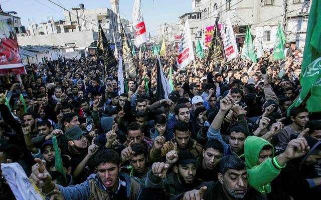 Palestinian protesters in Gaza