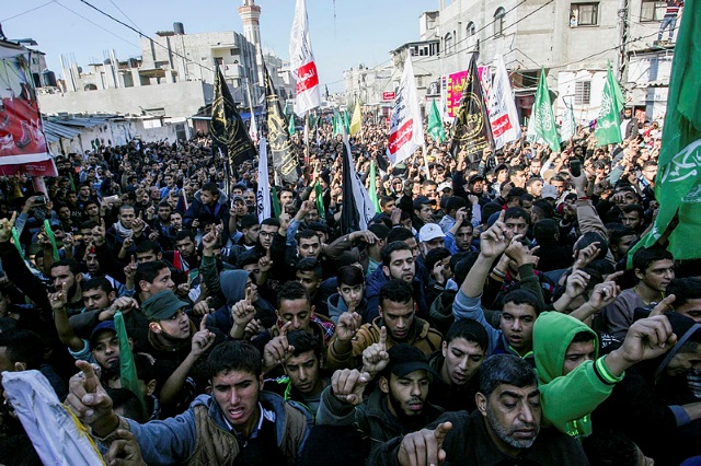 Palestinian protesters in Gaza