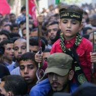 Gazan supporters of Hamas and Islamic Jihad movements take part in an anti-Israel demonstration
