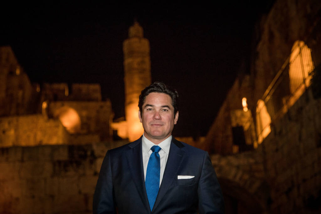 "Superman" actor Dean Cain in Jerusalem's Old City. (Yonatan Sindel/Flash90)