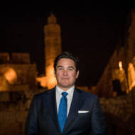 "Superman" actor Dean Cain in Jerusalem's Old City. (Yonatan Sindel/Flash90)