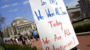 Anti-Israel Display at Columbia University. (illustrative). (AP Photo/Tina Fineberg)