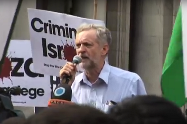 Jeremy Corbyn at an anti-Israel rally. (YouTube)