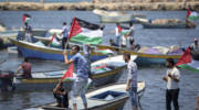 Palestinians at the Seaport of Gaza City. (Aaed Tayeh/Flash90).