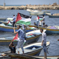 Palestinians at the Seaport of Gaza City. (Aaed Tayeh/Flash90).