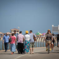 Israelis walk in Tel Aviv (Miriam Alster/FLASH90)