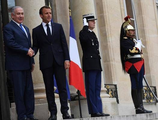 PM Netanyahu with French President Emannuel Macron