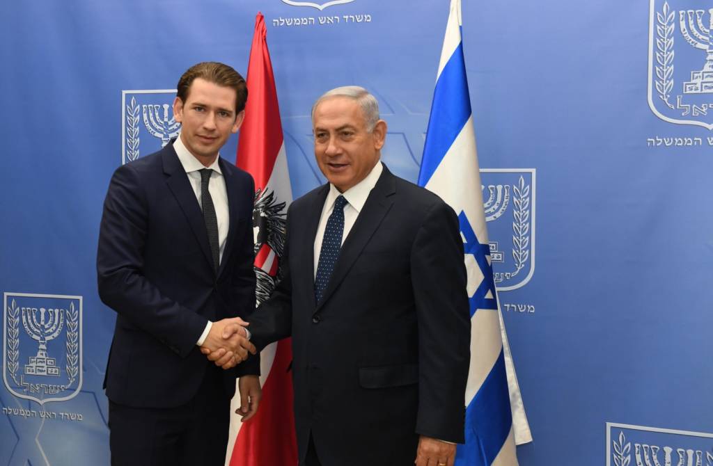 PM Netanyahu and Austrian Chancellor Kurz. (Haim Zach/GPO)