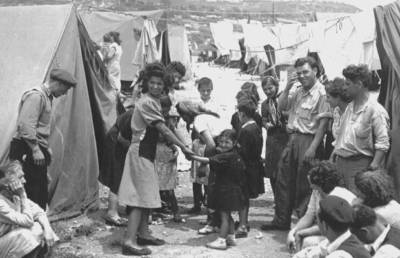 Jewish refugees from Arab lands in a transit camp in Israel in the early years of the state. (Wikipedia)