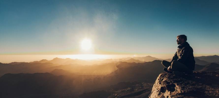 man alone sunset