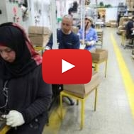 Palestinians employed at Israeli factory. (Nati Shohat/Flash90)