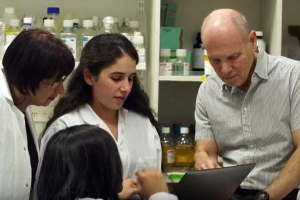 Dr. Yinon Ben-Neriah (R) and his team at the Hebrew University of Jerusalem. (screenshot)