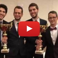 The two winning Israeli debate teams. (Screenshot)