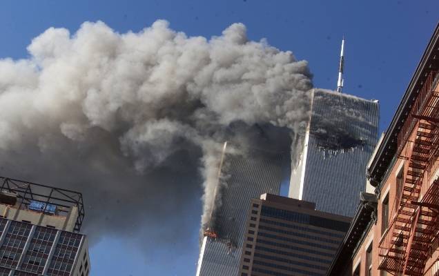 The Twin Towers during the 9/11 attacks. (AP/Richard Drew)