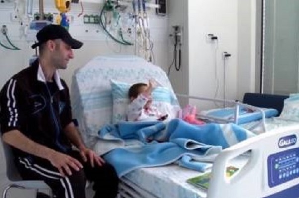 A Palestinian child patient in an Israeli hospital. (Screenshot)