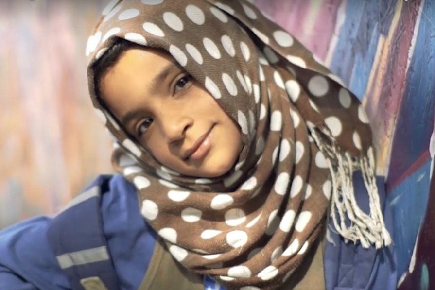 Syrian refugee child at the Israeli-run school. (Screenshot)