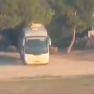 Bus just before hit by missile