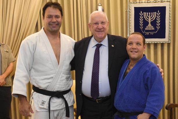President Rivlin with Arik Zeevi and Special Olympian Levav Barkan 22 November 2018