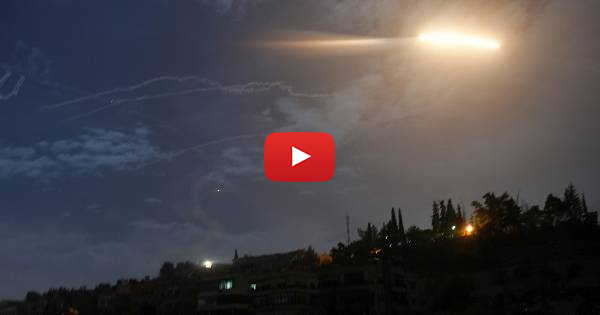 Israeli missiles striking an Iranian target in Syria. (SANA via AP)