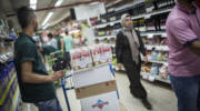 Shopping is Israel at a Rami Levi supermarket. (Hadas Parush/Flash90)