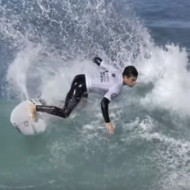 Surfer in Netanya. (screenshot)