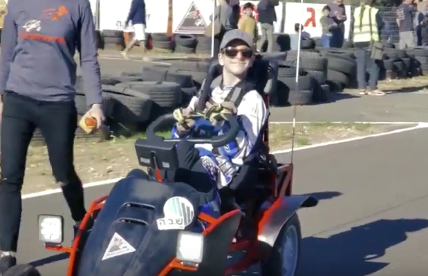 Children's paraplegic go-kart rally in Israel. (screenshot)