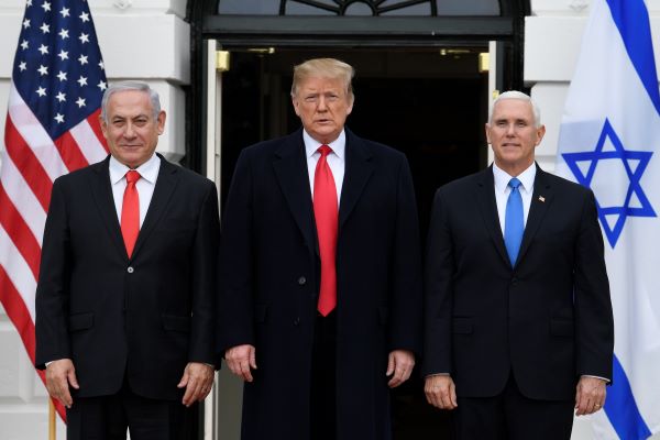 Netanyahu, Trump, and Pence.  (AP Photo/Susan Walsh)