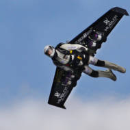 Yves Rossy takes flight. (AP Photo/Anja Niedringhaus, File)