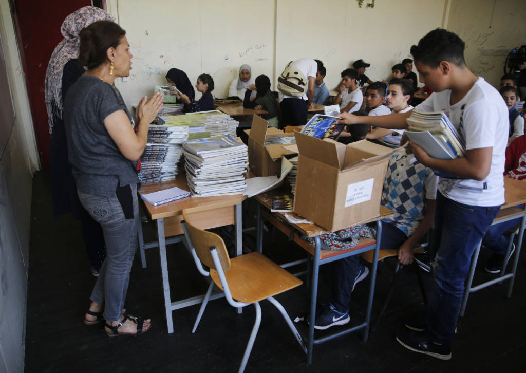 Arab students at a UNRWA school. (AP Photo/Hussein Malla)