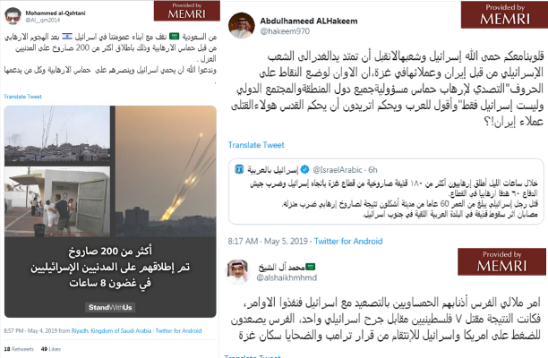 Saudi tweets in support of Israel. (MEMRI)