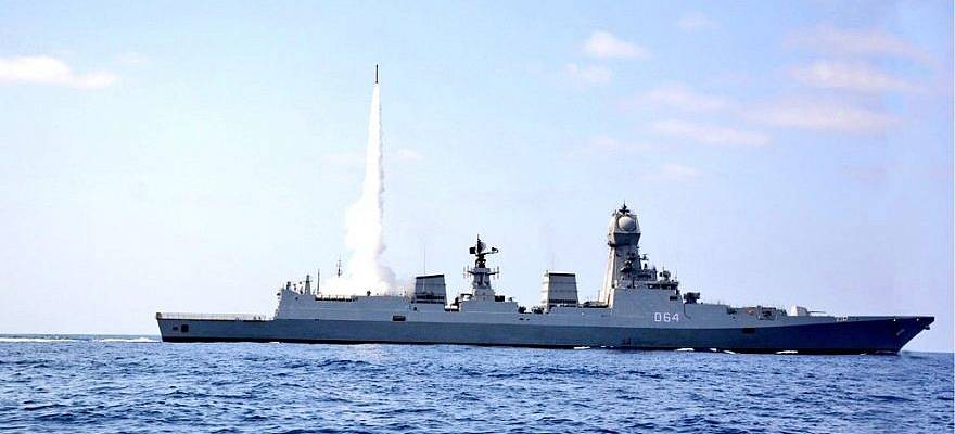 Indian Naval ship testing Israel's Barak-8 air-defense system