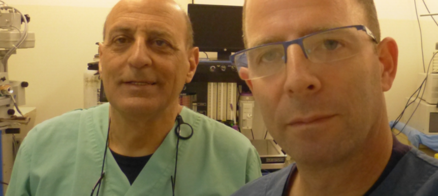 Vessi Medical’s adviser Motti Simchon, left, and founder Eyal Kochavi. (Courtesy)