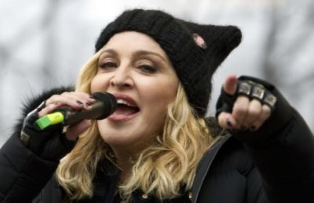 Madonna on stage during the Women's March. (AP/Jose Luis Magana)