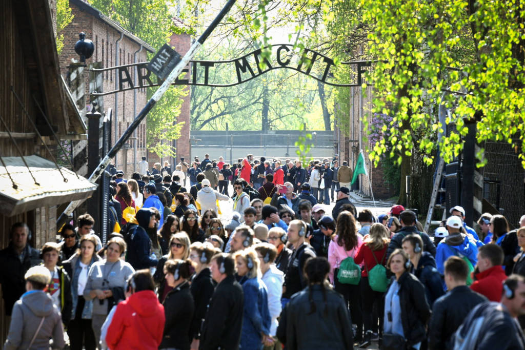 Jewish Youth visiting the Auschwitz concentration camp in Poland.