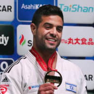 Gold medalist Sagi Muki of Israel poses for a photo during the award ceremony of the men's -81 kilogram class of the World Judo Championships in Tokyo, Wednesday, Aug. 28, 2019.