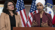 U.S. Rep. Ilhan Omar, D-Minn, right, and U.S. Rep. Rashida Tlaib, D-Mich.