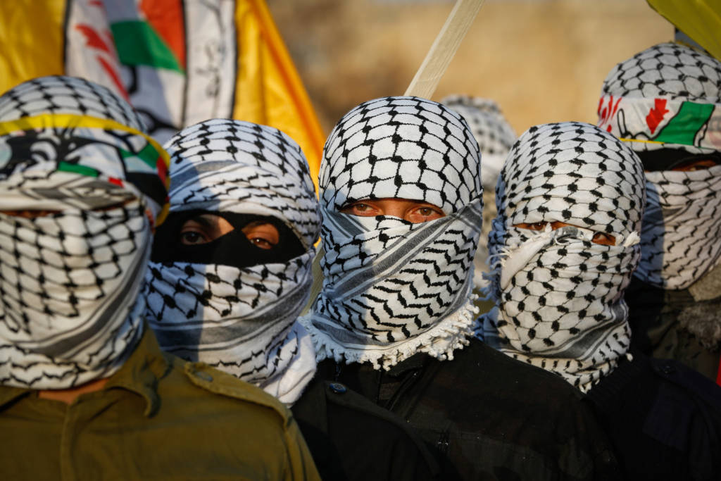 Members of the Fatah al-Aqsa Martyrs Brigades in the village of Bani Naem, east of Hebron.