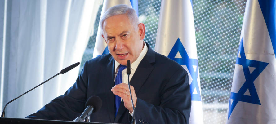 Israeli Prime Minister Benjamin Netanyahu speaks during a ceremony in Hebron marking the 90th anniversary of the Arab massacre of Jews in the city, September 4, 2019.