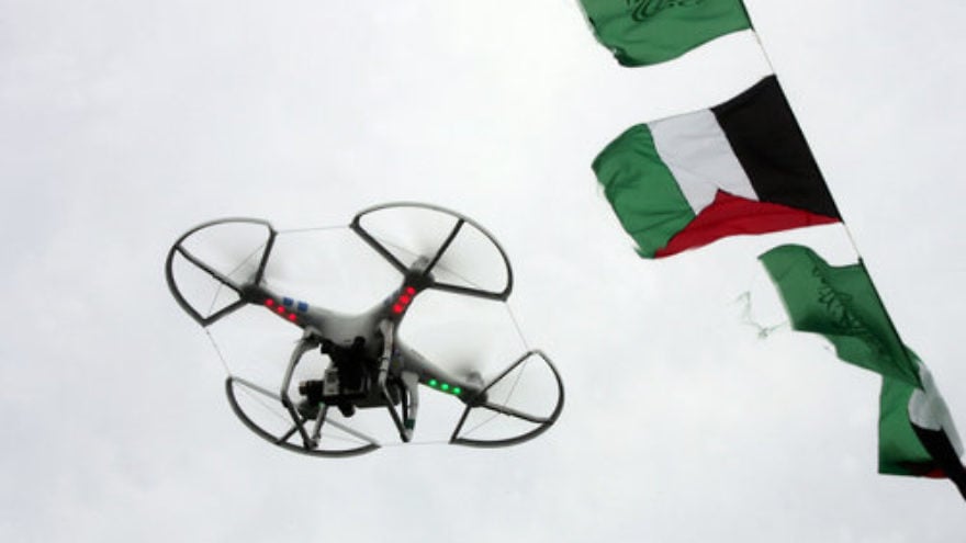 A flying drone camera used by Hamas in Gaza