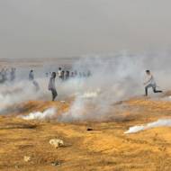 Palestinian protesters clash with Israeli forces near the Gaza-Israel border, east of Rafah in the southern Gaza Strip, Sept. 13, 2019.